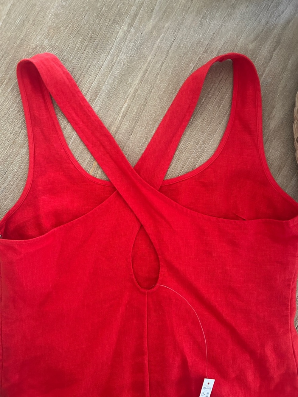 Madewell Bold Red Linen Scoop-Neck Dress *NWT* - Picture 3 of 5